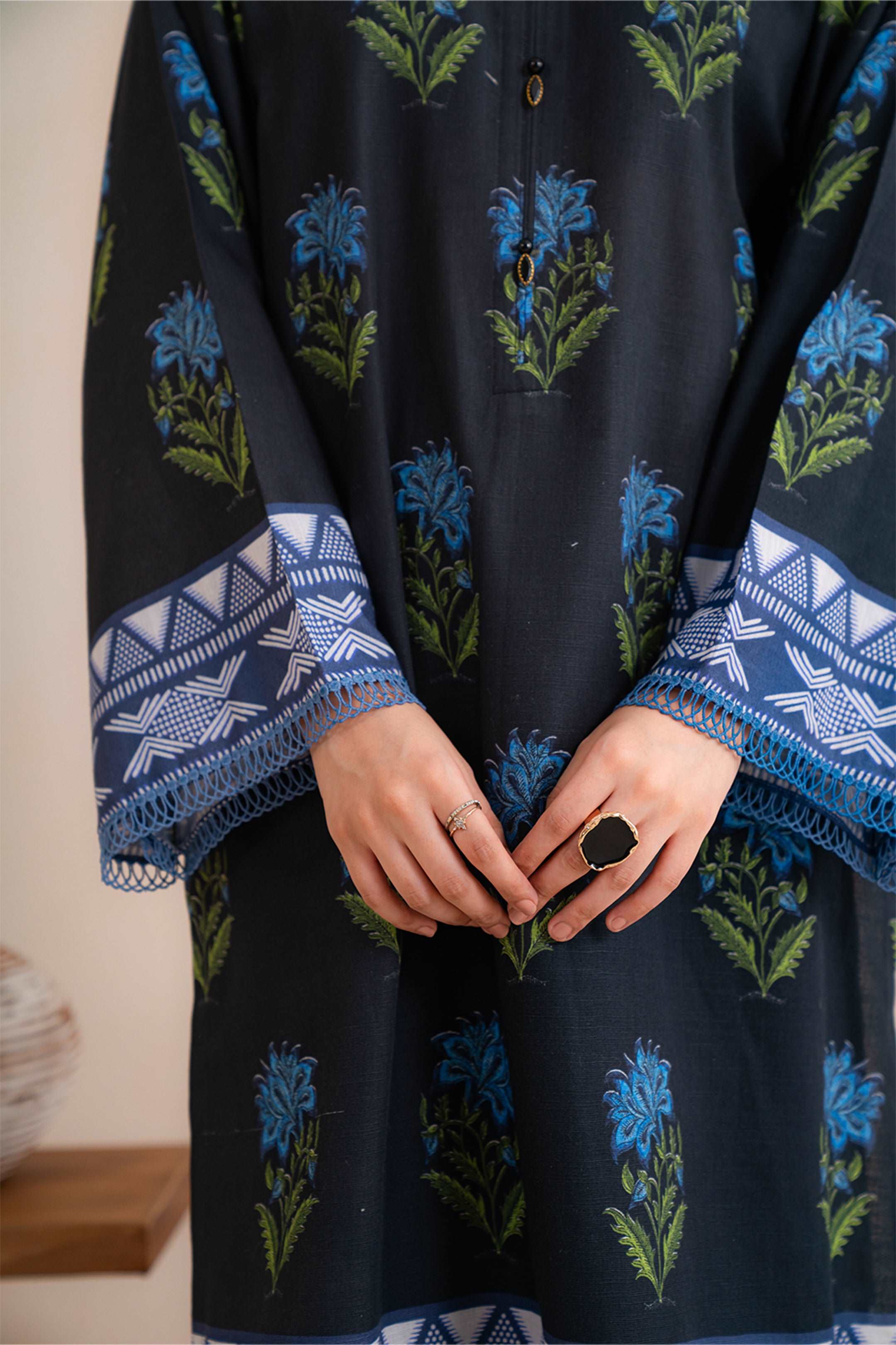 1 Piece Printed Khaddar Shirt Unstitched Winter-24
