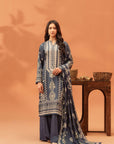 3 Piece Printed Linen Suit Unstitched Winter-24