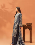 3 Piece Printed Linen Suit Unstitched Winter-24