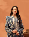 3 Piece Printed Linen Suit Unstitched Winter-24