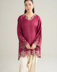 1 Piece Embroidered Linen Shirt Pret SS - 26
