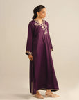 1 Piece Embroidered Raw Silk Kaftan