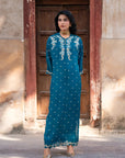 1 Piece Embroidered Raw Silk Kaftan Pret SS - 25