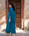 1 Piece Embroidered Raw Silk Kaftan Pret SS - 25
