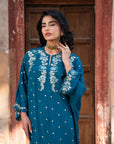 1 Piece Embroidered Raw Silk Kaftan Pret SS - 25