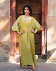 1 Piece Embroidered Raw Silk Kaftan Pret SS - 25