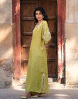 1 Piece Embroidered Raw Silk Kaftan Pret SS - 25