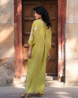 1 Piece Embroidered Raw Silk Kaftan Pret SS - 25