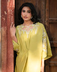1 Piece Embroidered Raw Silk Kaftan Pret SS - 25