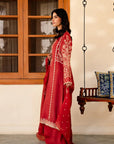 3 Piece Embroidered Raw Silk Suit Pret SS - 25