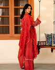 3 Piece Embroidered Raw Silk Suit Pret SS - 25