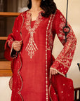 3 Piece Embroidered Raw Silk Suit Pret SS - 25