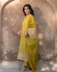 3 Piece Embroidered Raw Silk Suit Pret SS - 25