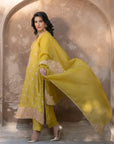 3 Piece Embroidered Raw Silk Suit Pret SS - 25