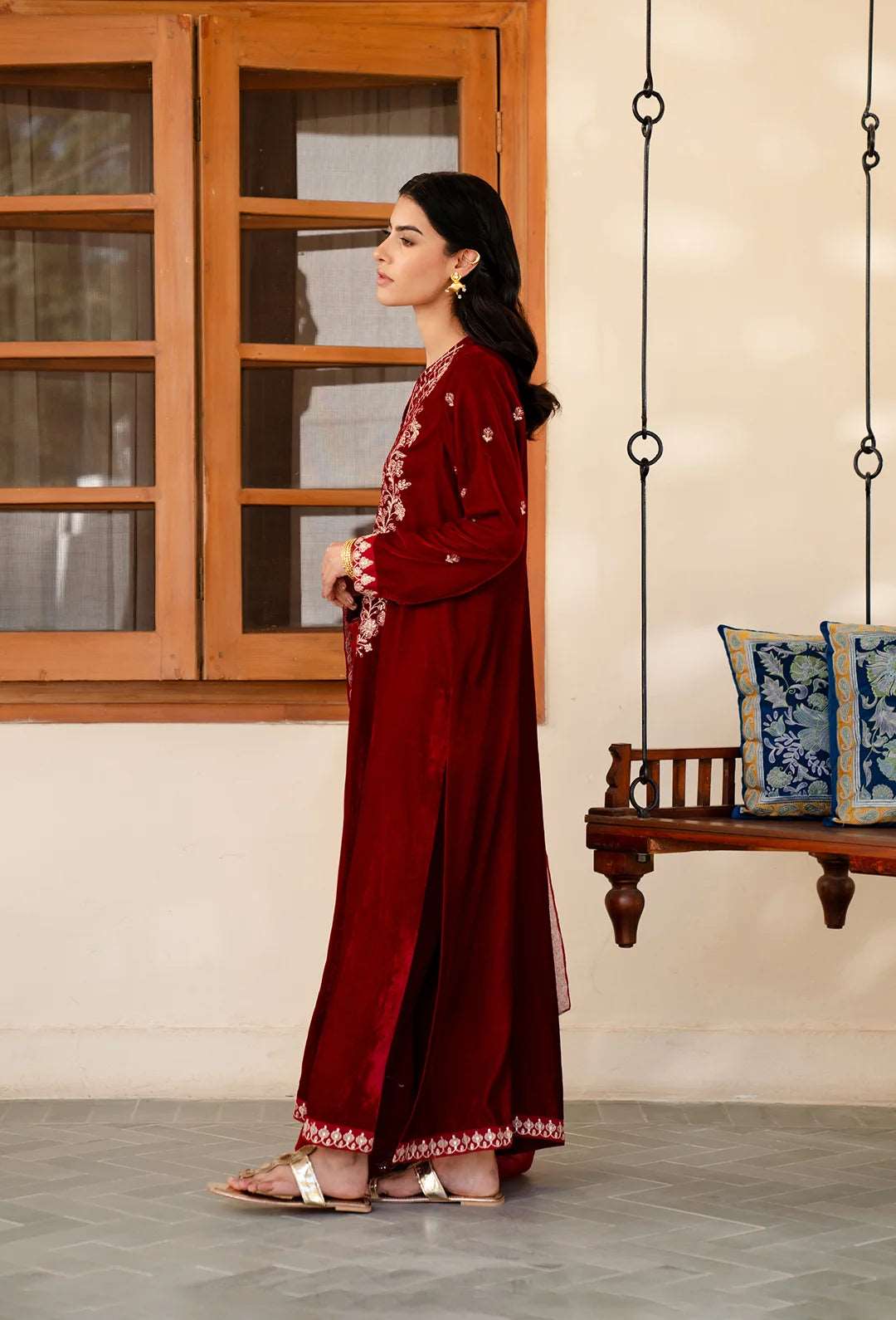 Piece Embroidered Velvet Suit