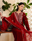 3 Piece Embroidered Velvet Suit