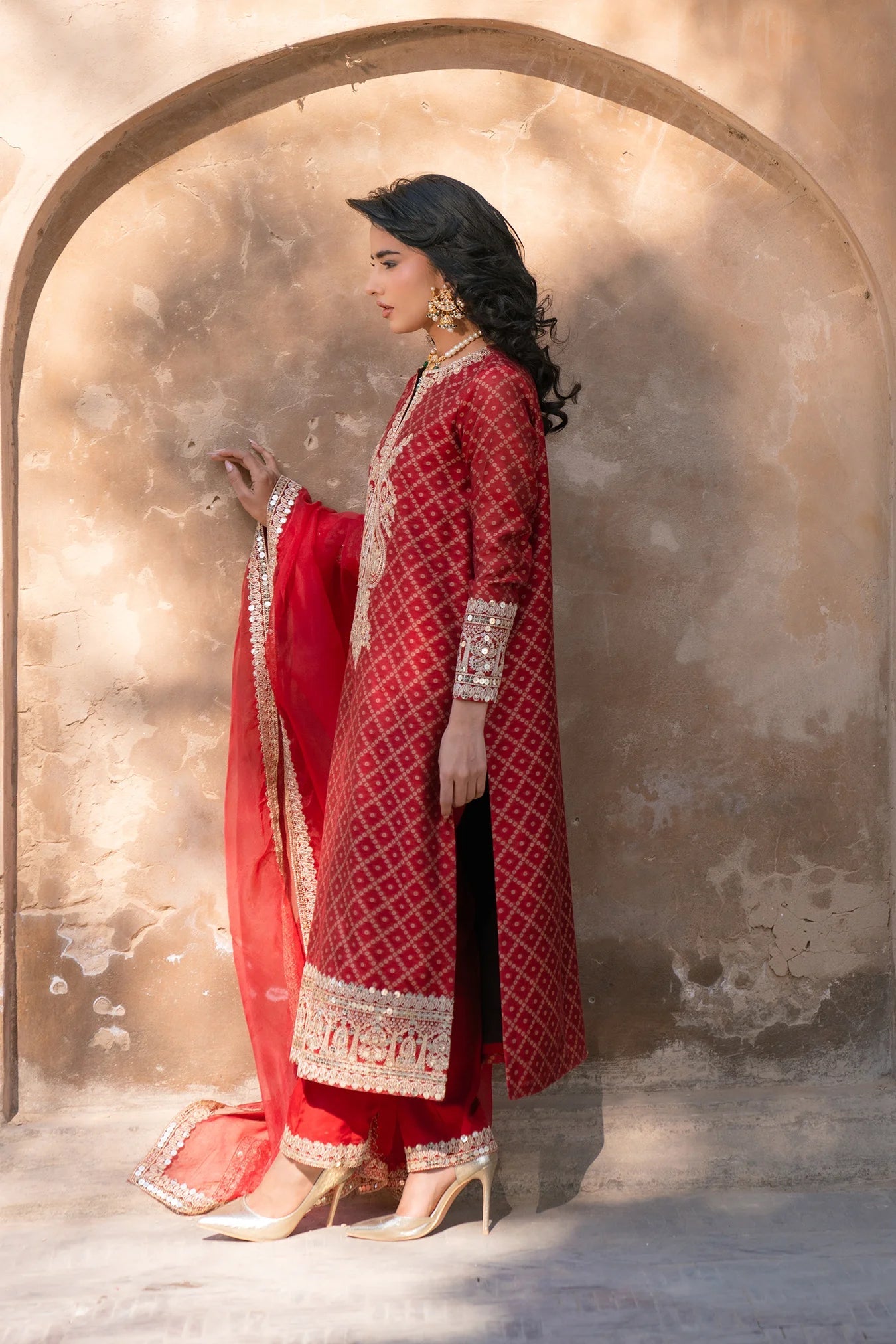 3 Piece Embroidered Jacquard Cotton Net Suit Pret SS - 25