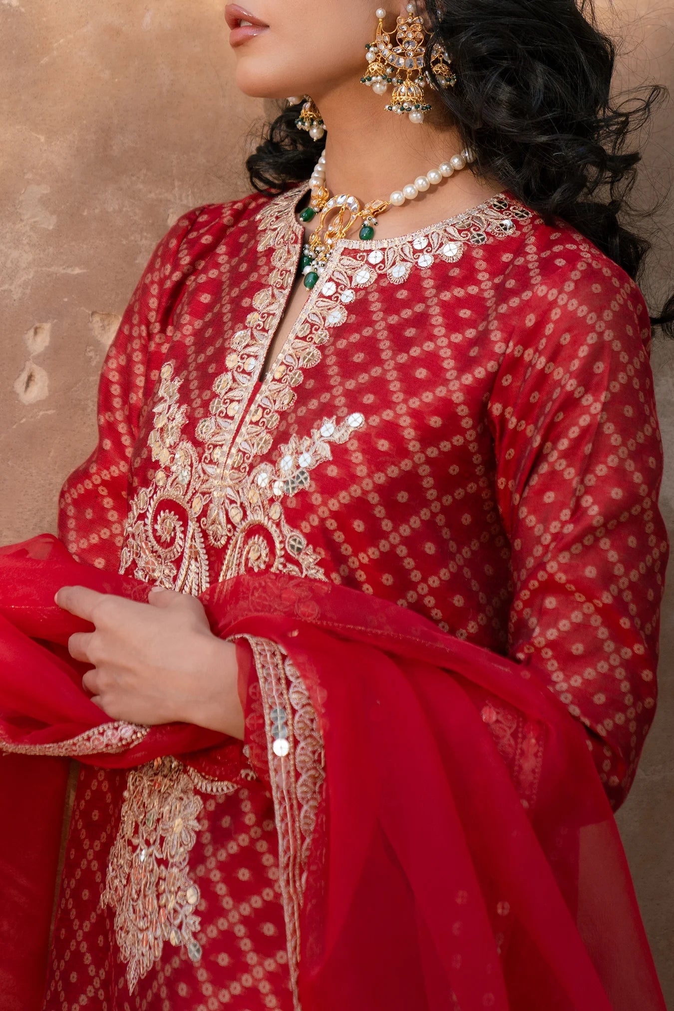 3 Piece Embroidered Jacquard Cotton Net Suit Pret SS - 25