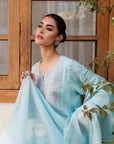 3 Piece Embroidered Raw Silk Suit Pret SS - 25