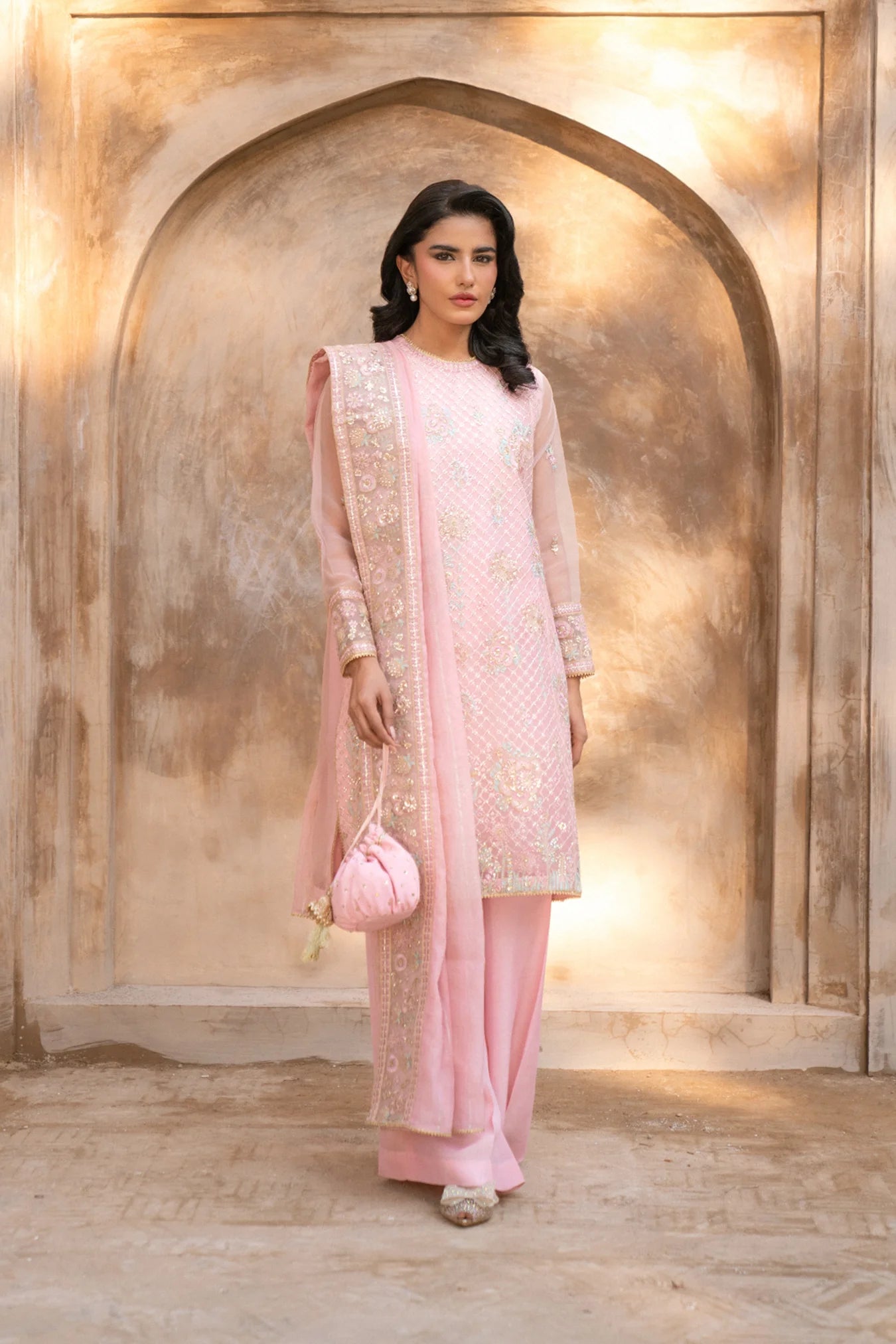 3 Piece Embroidered Organza Suit Pret SS - 25