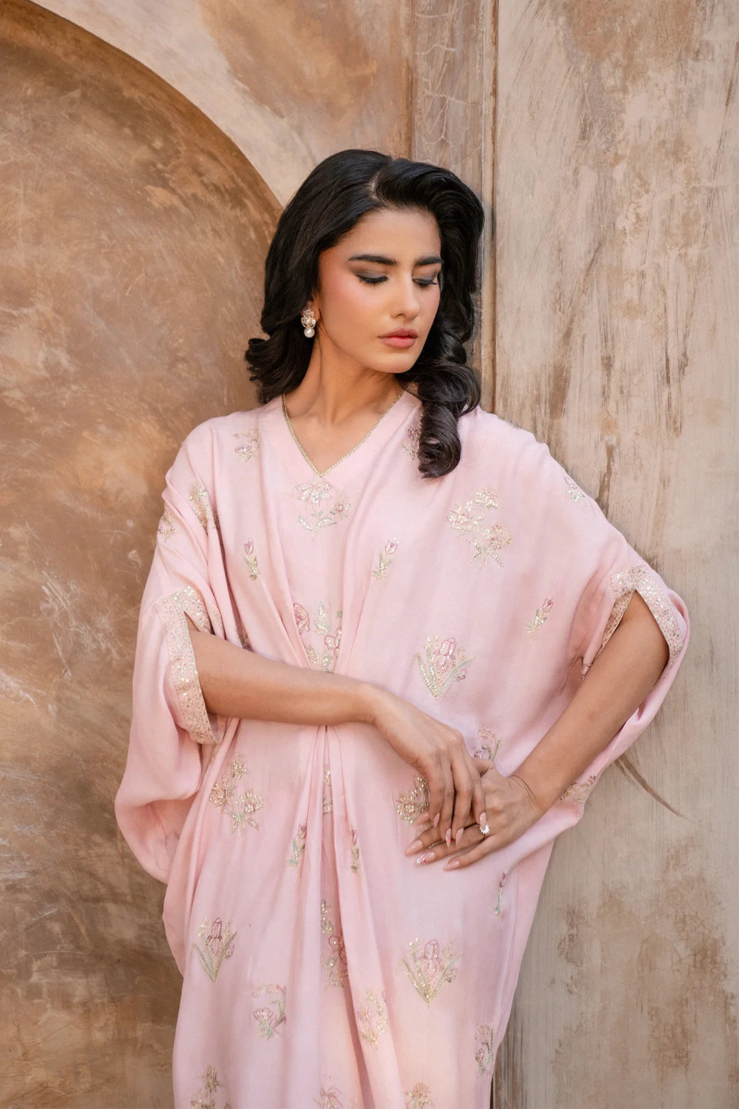 1 Piece Embroidered Silk Kaftan Pret SS - 25