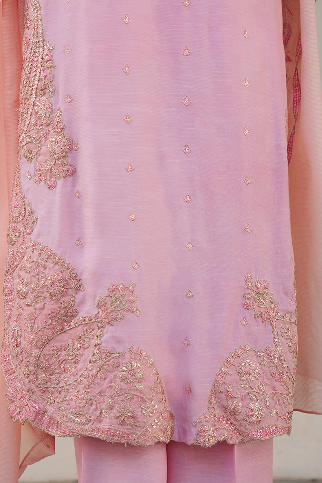 3 Piece Embroidered Raw Silk Suit Pret SS - 25