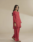 2 Piece Embroidered Raw Silk Suit