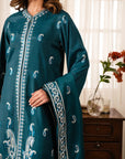 2 Piece Embroidered Raw Silk Suit Unstitched Winter-24