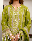 3 Piece Embroidered Linen Suit Unstitched Winter-24