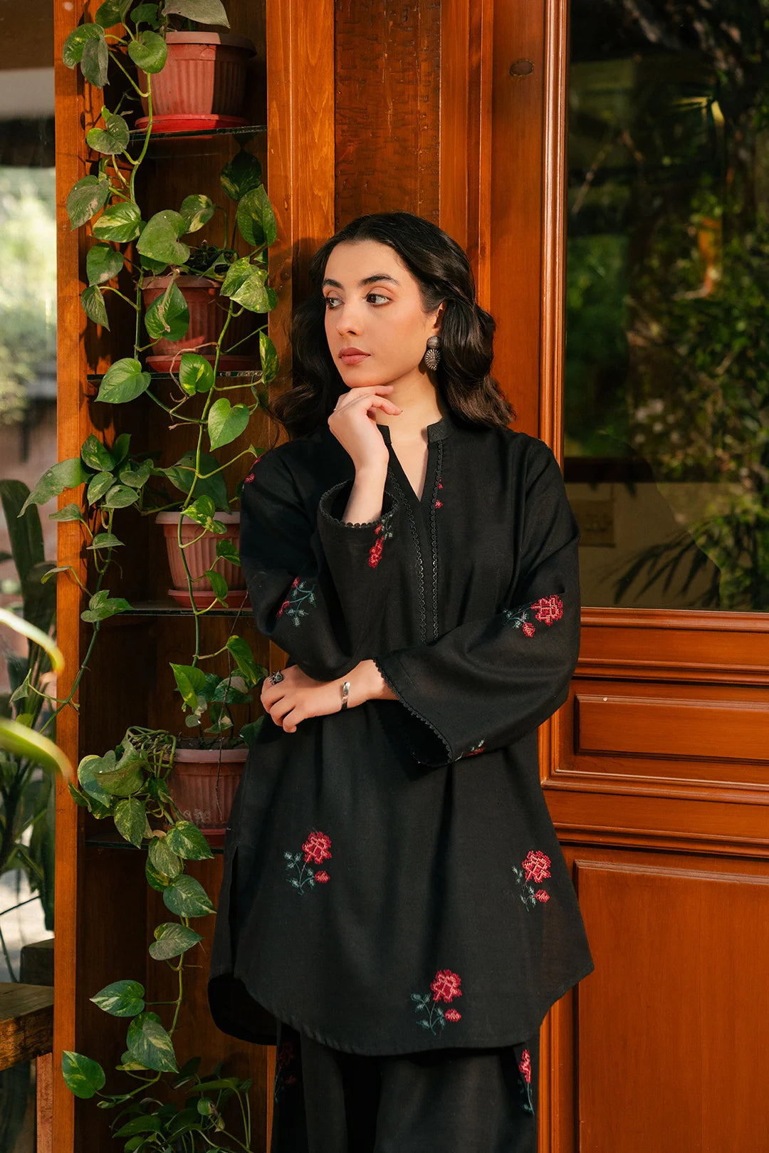 2 Piece Embroidered Khaddar Suit Pret Winter-24