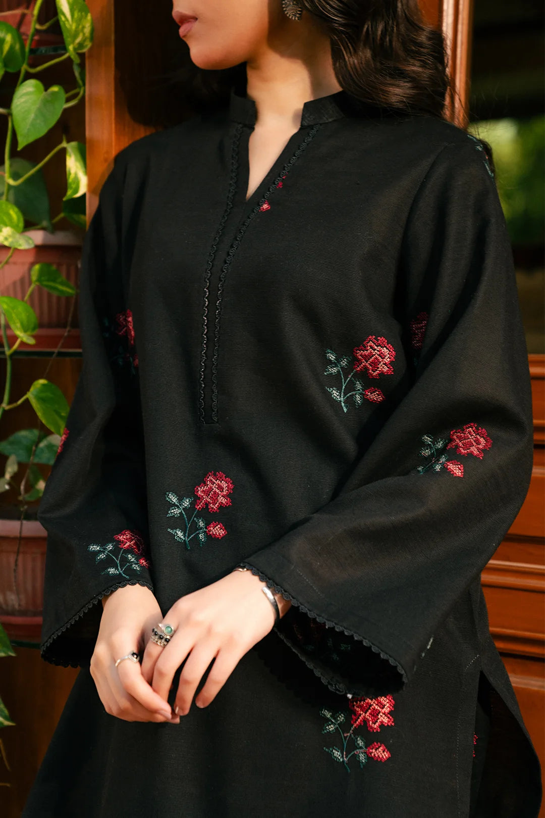 2 Piece Embroidered Khaddar Suit Pret Winter-24