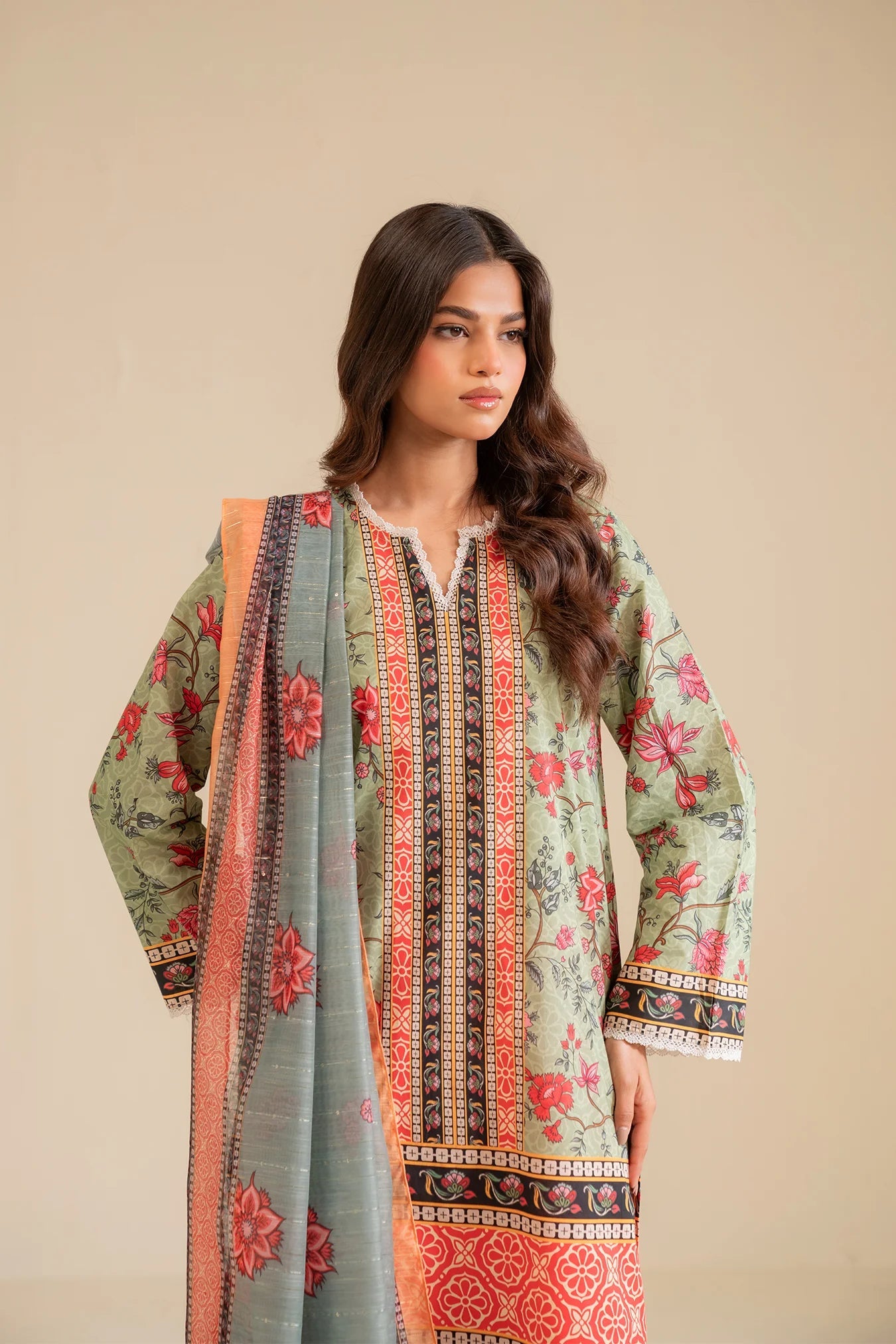 3 Piece Printed Suit Pret SS - 25