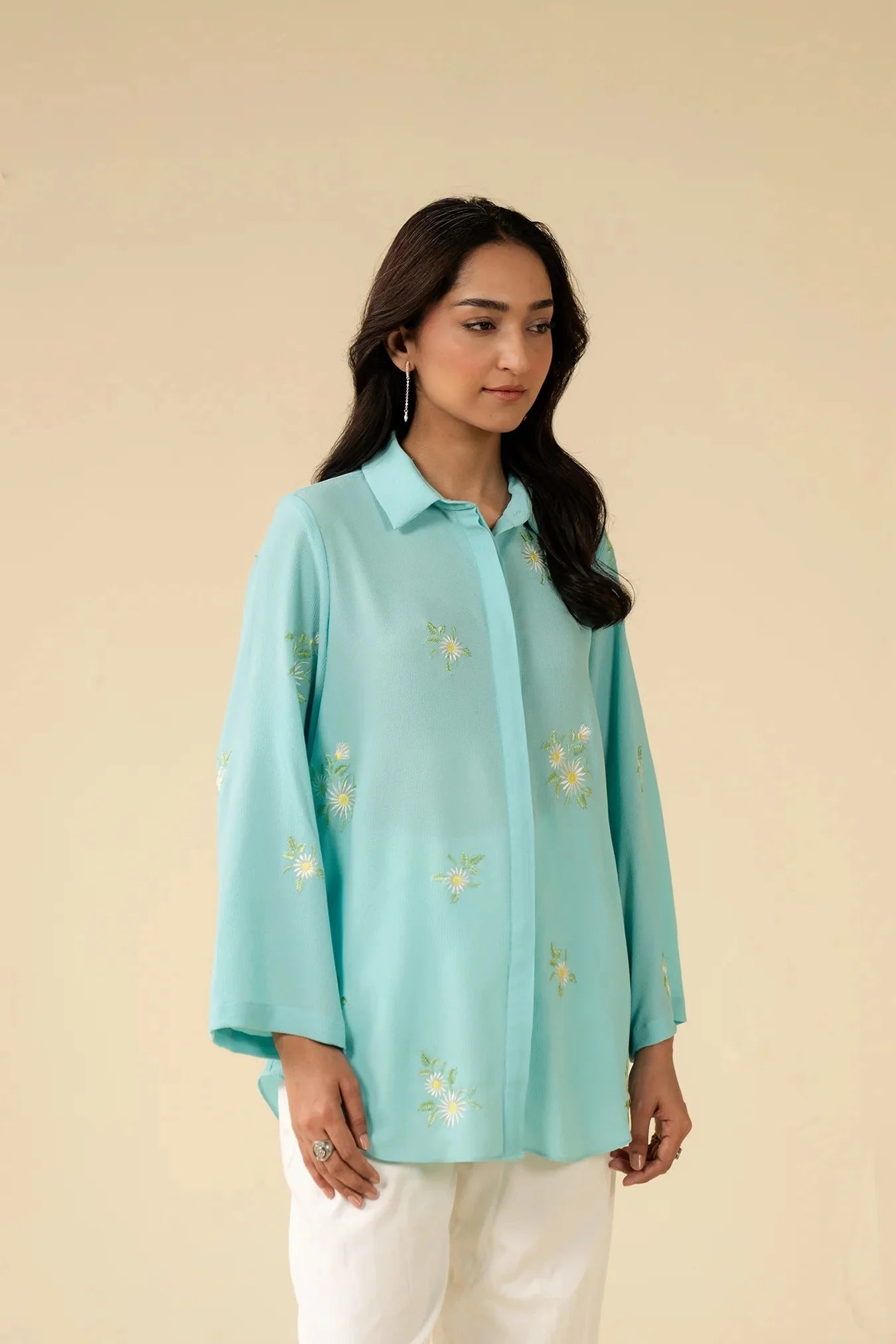 1 Piece Embroidered Georgette Shirt Pret SS - 25