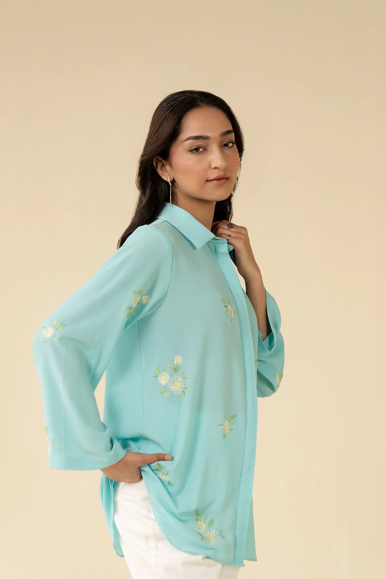 1 Piece Embroidered Georgette Shirt Pret SS - 25
