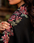 Black Pashmina Embroidered Shawl Shawl Winter - 24