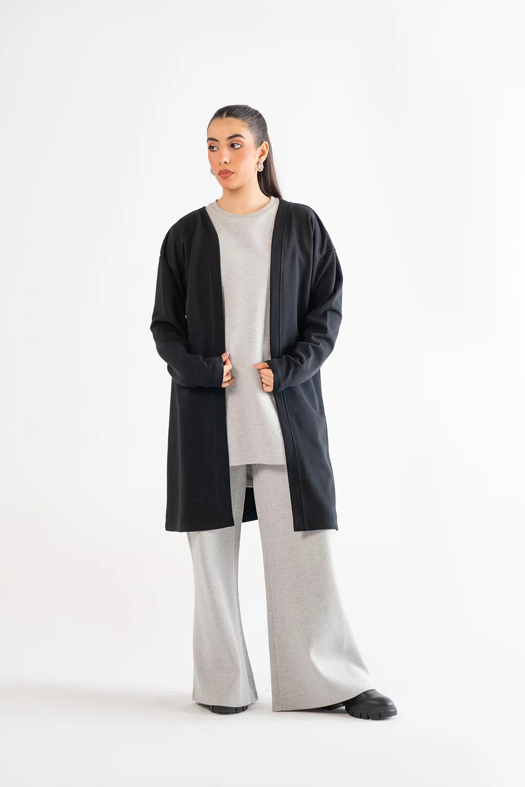 Black Long Cardigan Loungewear - 24
