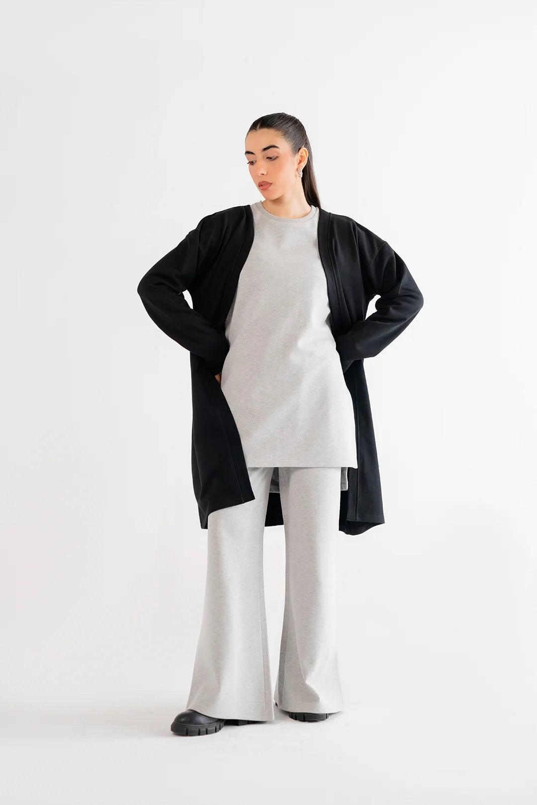 Black Long Cardigan Loungewear - 24