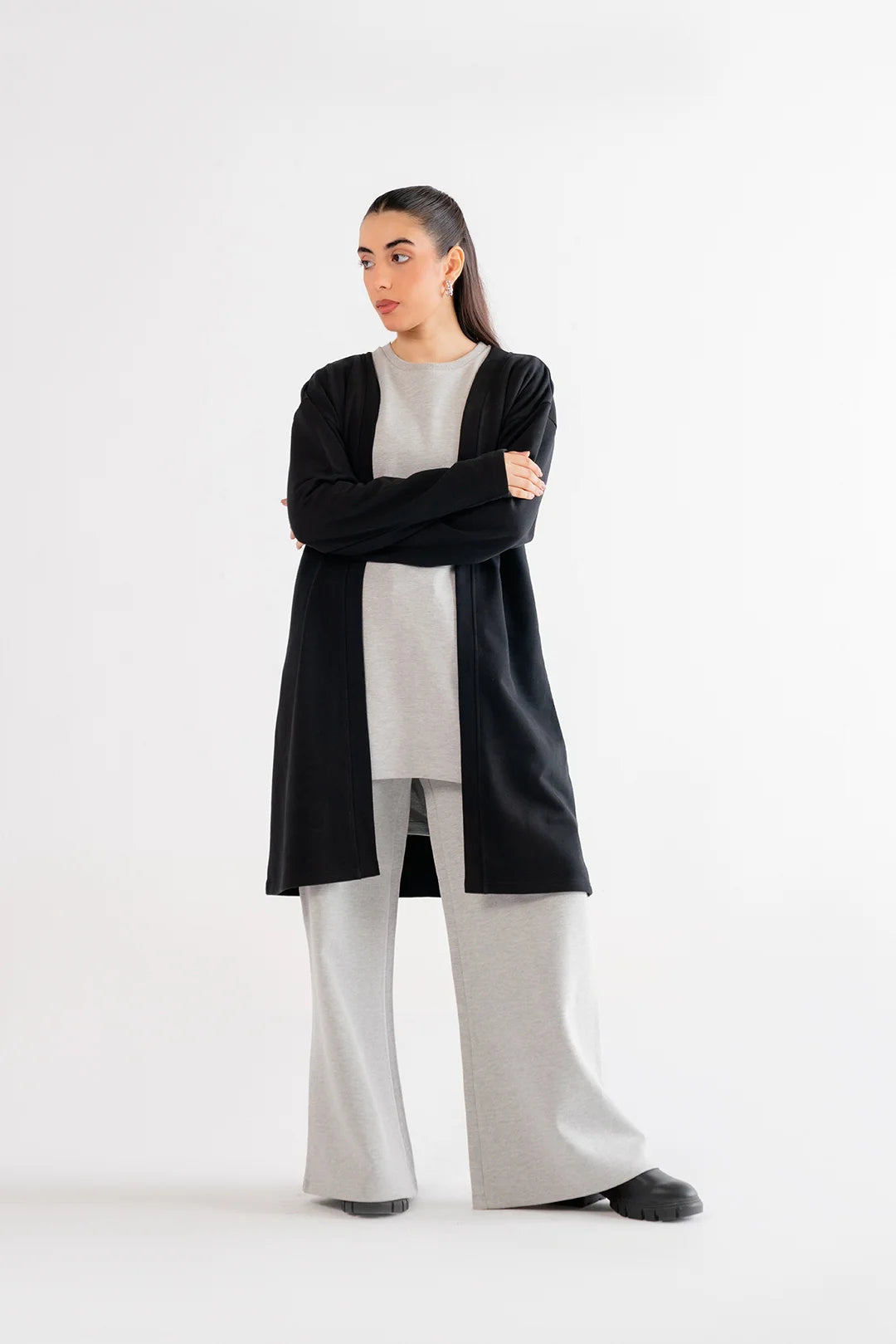 Black Long Cardigan Loungewear - 24