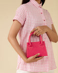 Pink Faux Leather Mini Handbag Beyond East Official