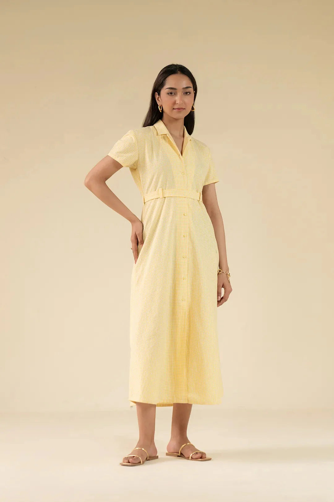 1 Piece Solid Cotton Mini Dress Pret SS - 25