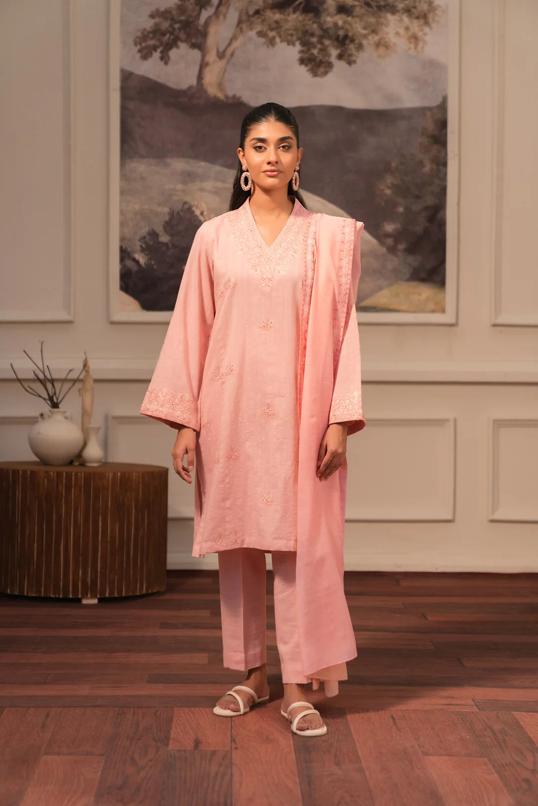 3 Piece Embroidered Khaddar Suit WINTER-24