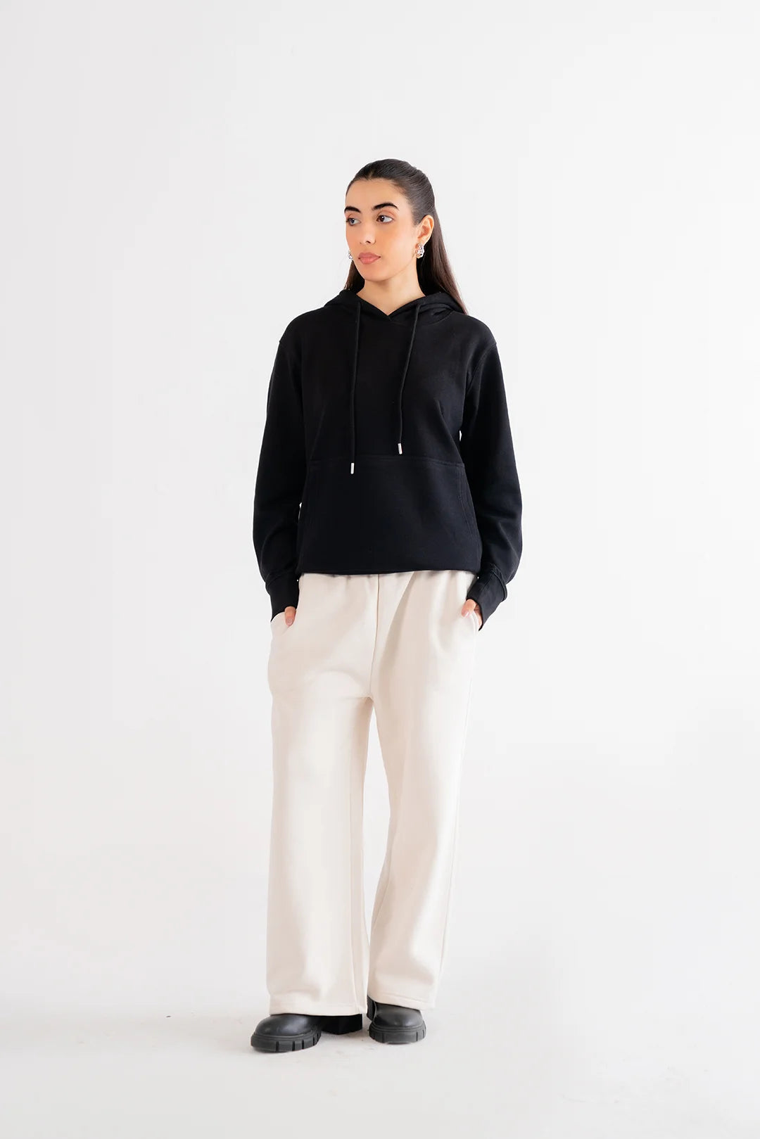 Basic Black Hoodie Loungewear - 24