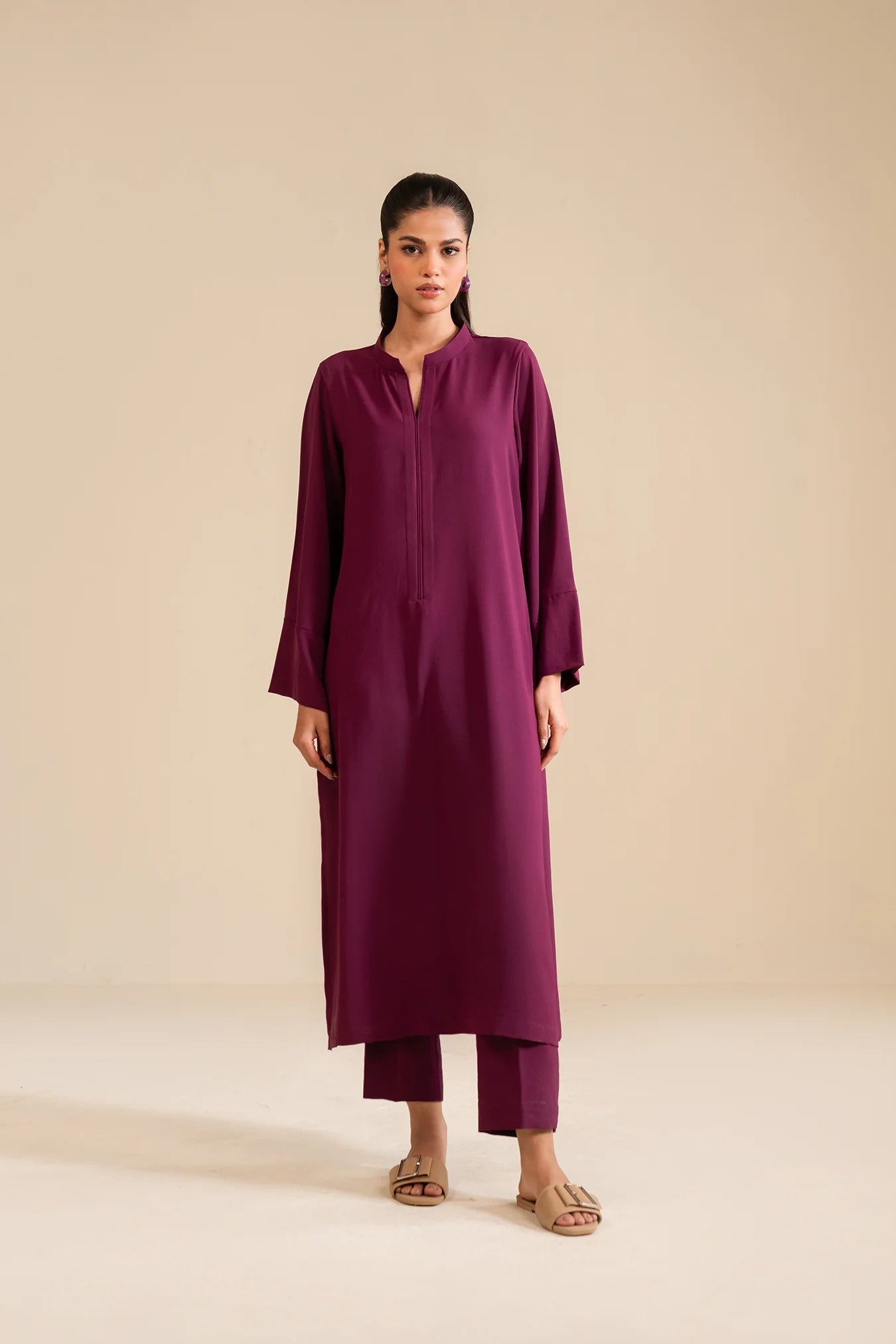 2 Piece Solid Georgette Suit Pret SS - 25