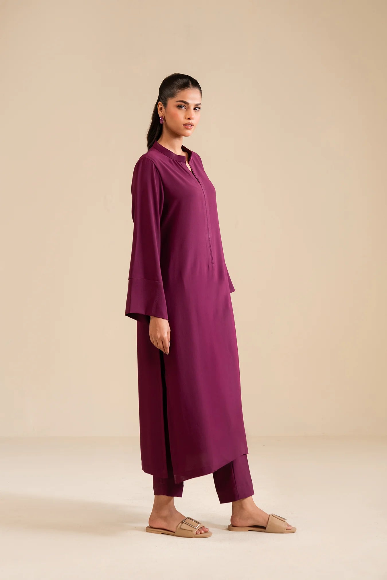 2 Piece Solid Georgette Suit Pret SS - 25