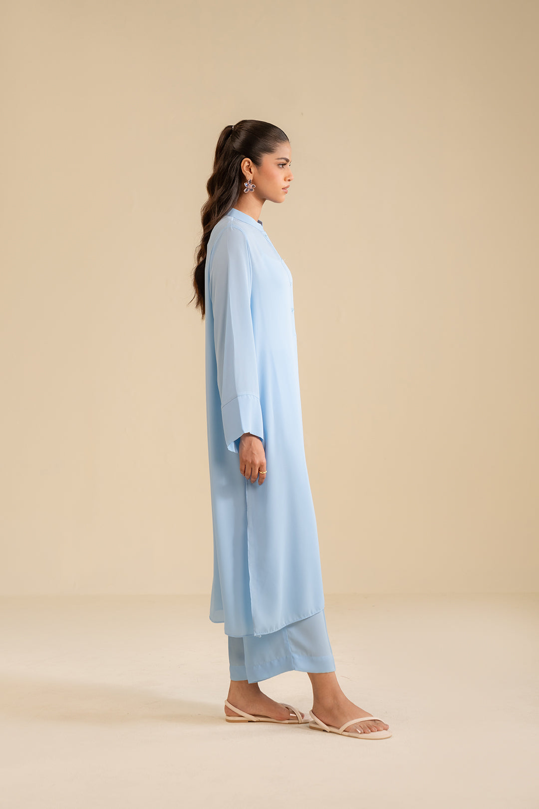 2 Piece Solid Georgette Suit Pret SS - 25