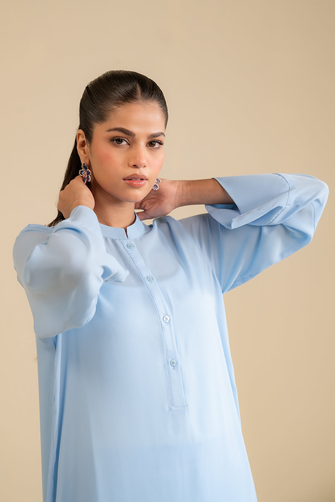 2 Piece Solid Georgette Suit Pret SS - 25