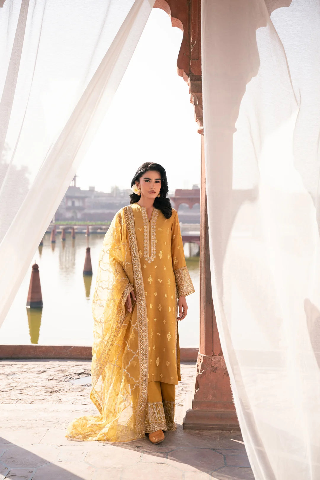 3 Piece Embroidered Badla Suit Pret SS - 25