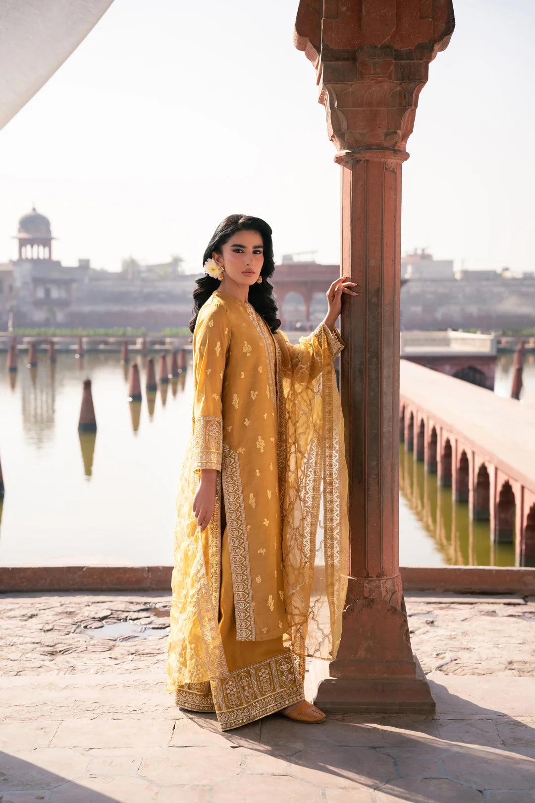 3 Piece Embroidered Badla Suit Pret SS - 25