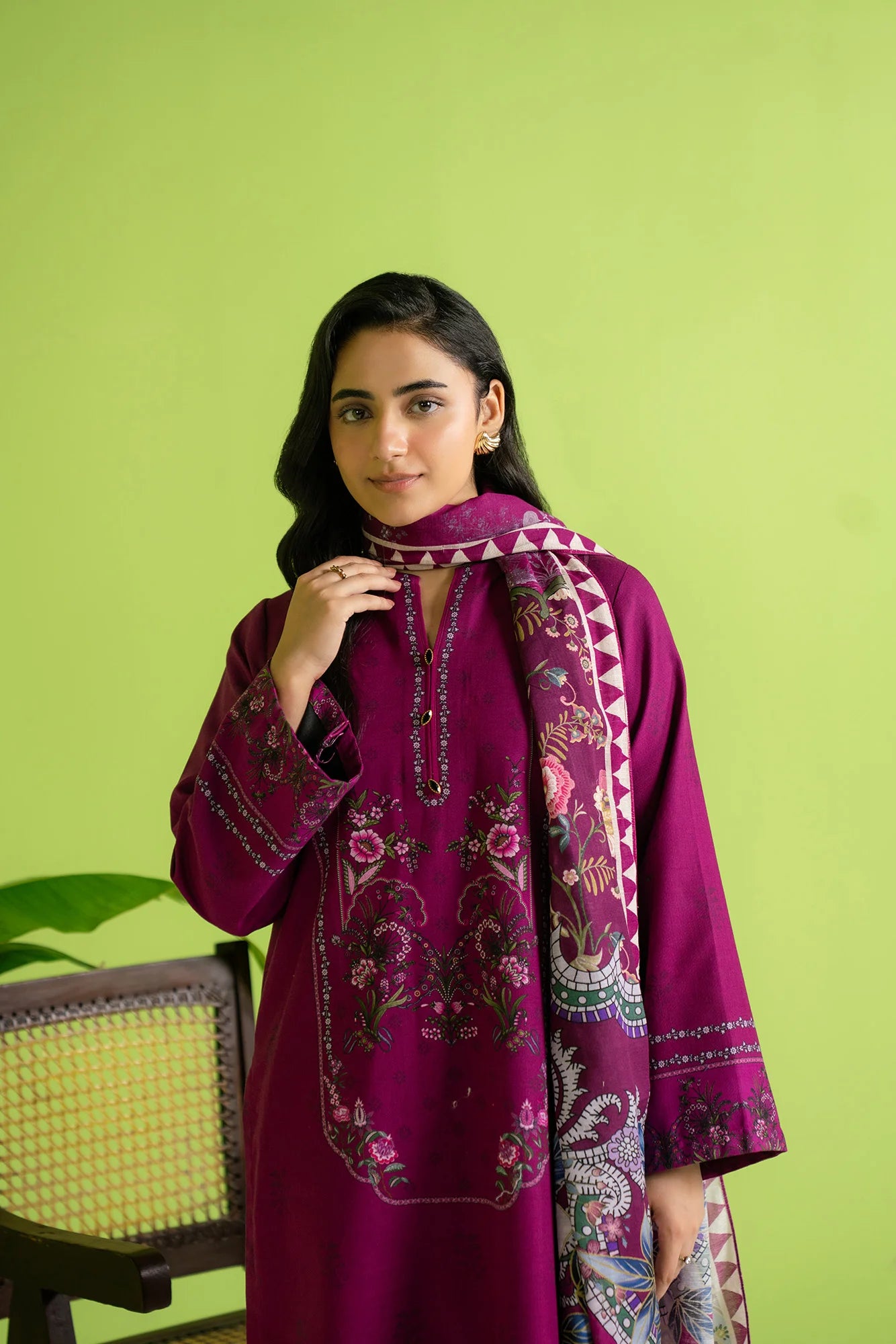 3 Piece Printed Khaddar Suit