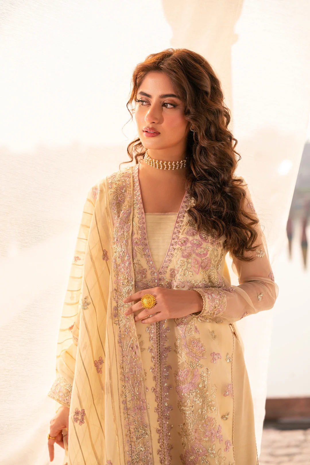 3 Piece Embroidered Organza Suit Pret SS - 25